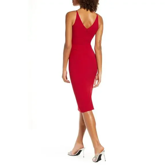 Dress the Population Anita Garnet Red Sleeveless Crepe Cocktail Dress Size L - Picture 2 of 7